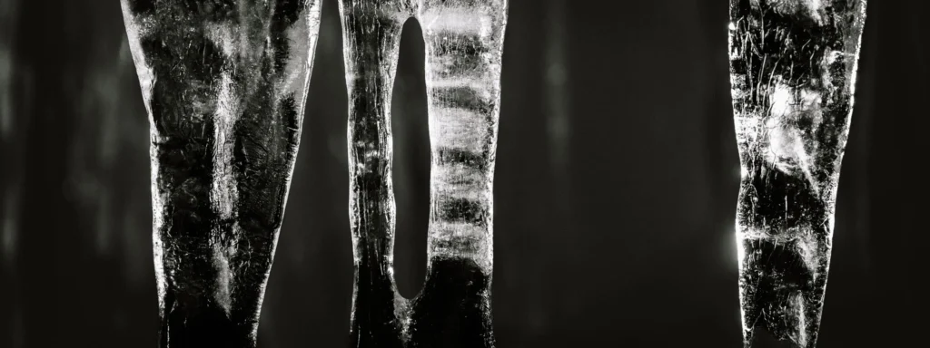 Icicles photographed in low light showing detail and ISO performance from the Nikon Z8 45MP sensor
