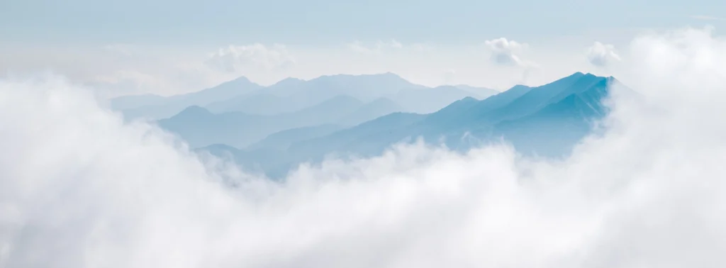 Mountain ridges above clouds in Daisetsuzan National Park Hokkaido Japan